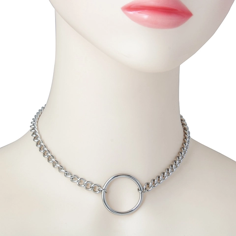 Collar Minimalista de Acero Inoxidable con Colgante de Anillo Cadena de Eslabones Plateada Gargantilla Joyería de Moda Unisex Regalo