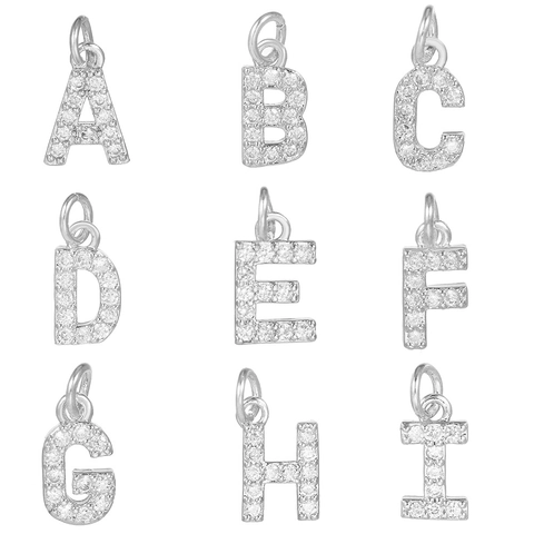 Micro Paved Zircon Copper Alphabet Letter Pendant Charm For DIY Jewelry Making 18K Gold Silver Plated Accessories