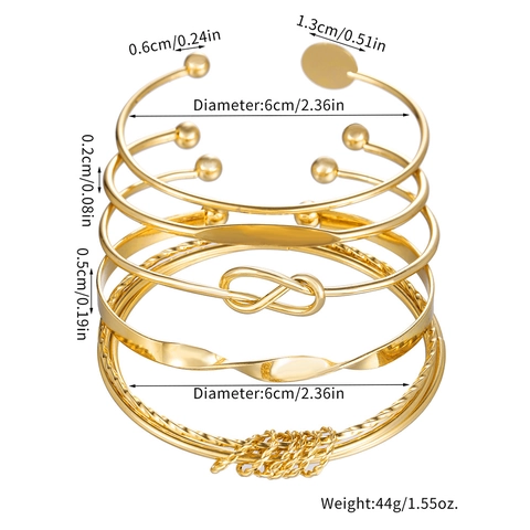 Bohemian Retro Alloy Bracelets For Women Gold Silver Geometric Infinity Knot Open Bangles Fashion Stackable Jewelry Gift