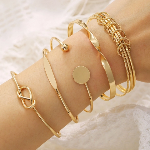 Bohemian Retro Alloy Bracelets For Women Gold Silver Geometric Infinity Knot Open Bangles Fashion Stackable Jewelry Gift