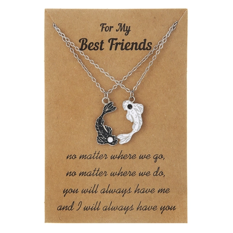 Stainless Steel Alloy Koi Fish Yin Yang Tai Chi Pendant Necklace And Bracelet Enamel Drip Oil Jewelry For Friends Couples Gift