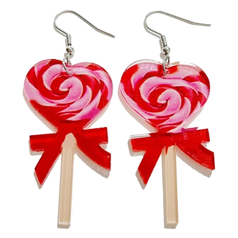 Cute Acrylic Heart Teddy Bear Lollipop Cassette Tape Owl Drop Earrings For Valentine's Day Party Women Girls Fashion Jewelry