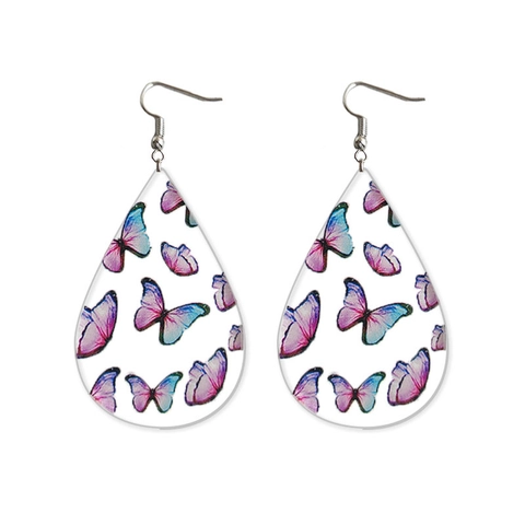 Acrylic Teardrop Earrings Butterfly Monstera Leaf Bee Floral Prints Summer Beach Jewelry For Women Lightweight Drop Earrings