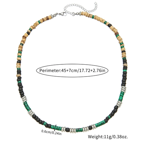 Bohemian Handgemaakte Kokosnootschaal Houten Kralenketting Voor Heren Dames Etnische Steen Roestvrijstalen Sluiting Strand Sieraden