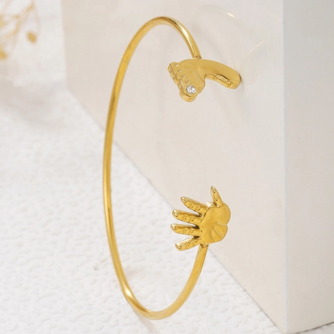 Stainless Steel Open Adjustable Bracelet For Women Baby Handprint Footprint Inlaid Rhinestone Gold Silver Fashion Jewelry Gift