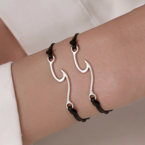 Handgefertigte Geflochtene Wachsschnur Edelstahl Charm Armbänder Für Damen Herren Paar Freundschaft Wunschkarte Schmuck Geschenk