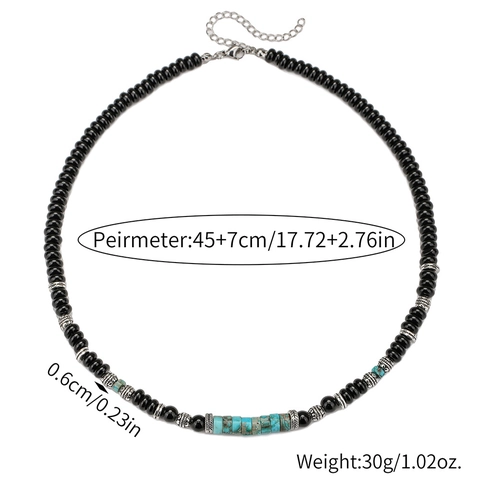 Handgefertigte Bohemian Herren Naturstein Perlenkette Ethnische Hip Hop Kaiserstein Obsidian Perlen Schlüsselbein Kette Schmuck Geschenk