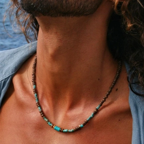 Bohemian Kokosnussschale Naturstein Perlenkette Für Damen Herren Handgefertigt Sommer Strand Surfer Ethno Schmuck Kette