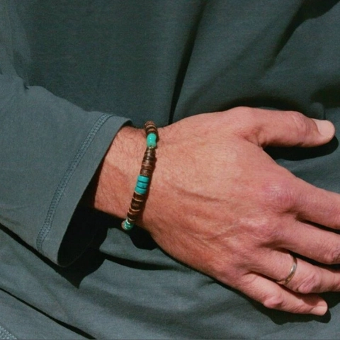 Boheems Handgemaakte Kralen Armband Kokosnootschil Hout Turkoois Kralen Stretch Armband Mannen Vrouwen Etnische Vakantie Sieraden
