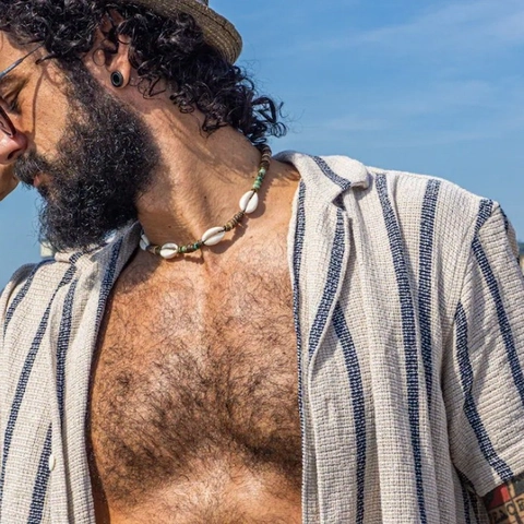 Collana di Perline Boho Fatta a Mano Uomo Donna Guscio di Cocco Pietra Turchese Conchiglia Regolabile Gioielli da Spiaggia