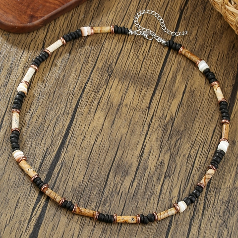 Vintage Böhmische Naturstein Perlenkette Für Damen Herren Ethnischen Stil Legierung Verstellbare Verschluss Täglich Schmuck Zubehör