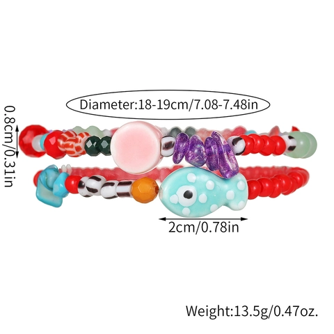 Pulseras de Cuentas para Mujer Pez de Cerámica Perla Artificial Imitación Cuentas de Vidrio Estilo Bohemio Vacaciones Color Dopamina