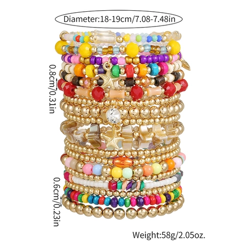 Bohemian Perlenarmbänder Kollektion Holz Stein Legierung Seestern Stern Anhänger Handgefertigt Strand Urlaub Ethnisch Damen