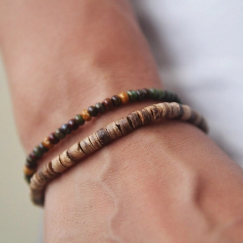 Böhmisch Naturholz Kokosnussschale Perlen Armband Kollektion Für Herren Damen Handgefertigt Ethno Retro Strand Schmuck
