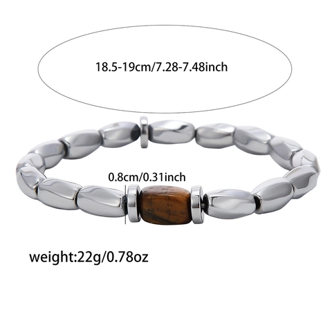 Vintage Onregelmatige Hematiet Kralen Armband Voor Heren Minimalistisch Natuurlijk Tijgeroog Elastische Strand Armband