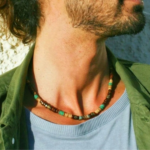 Collana con Perline Fatta a Mano Bohémien Guscio di Cocco Legno Perla Artificiale Lega Argilla Polimerica Gioielli Etnici