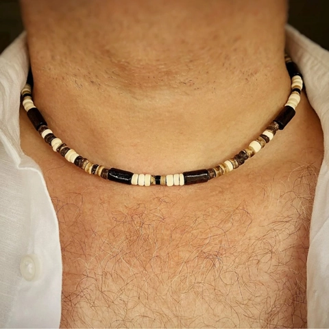Bohemian Handgemacht Kokosnussschale Holz Perlenkette Herren Damen Ethnisch Surfer Strandkette Schmuck Geschenk