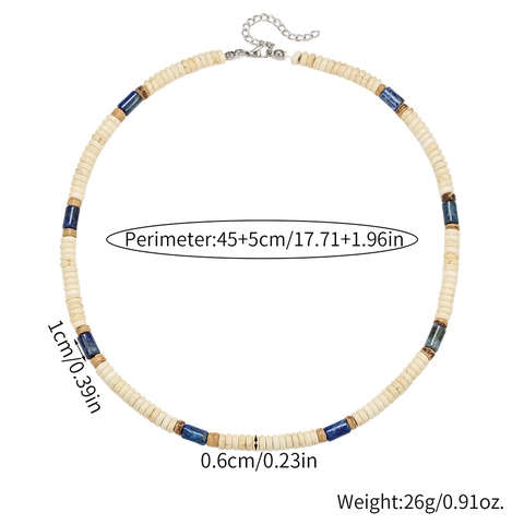Collier en Perles de Pierre Naturelle Bohème pour Hommes Femmes Fait Main Howlite Lapis-lazuli Perle en Bois Bijoux de Plage