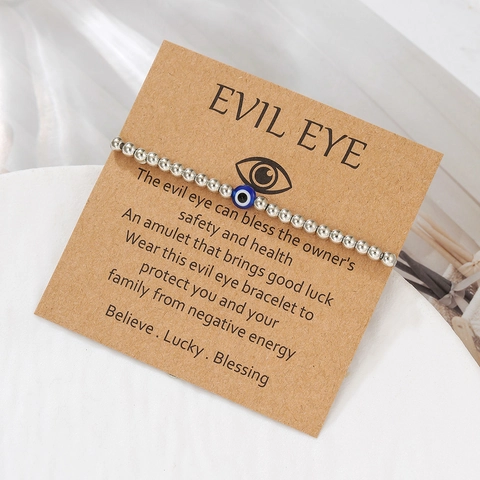 Evil Eye Beaded Bracelet For Women Silver Color CCB Beads Protection Amulet Friendship Graduation Gift Jewelry Elastic String