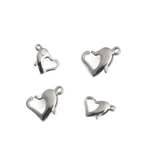Chiusura a Moschettone in Acciaio Inossidabile a Forma di Cuore e Delfino Lucidato Connettore per Gioielli Fai da Te