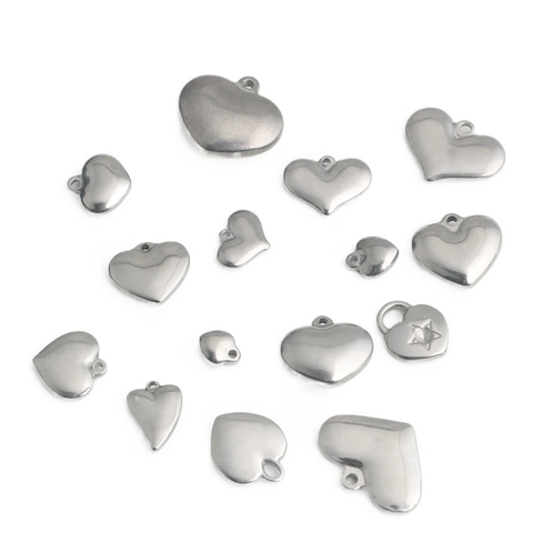 Ciondolo Cuore Solido in Acciaio Inossidabile Accessori Gioielli Fai da Te Punk Hip Hop Ciondoli Cuore Argento per Collana