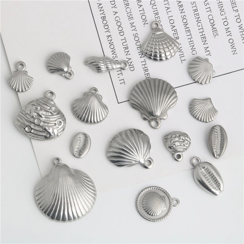 Stainless Steel Sea Shell Conch Pendants For DIY Jewelry Making Necklace Bracelet Accessory Marine Theme Metal Charms