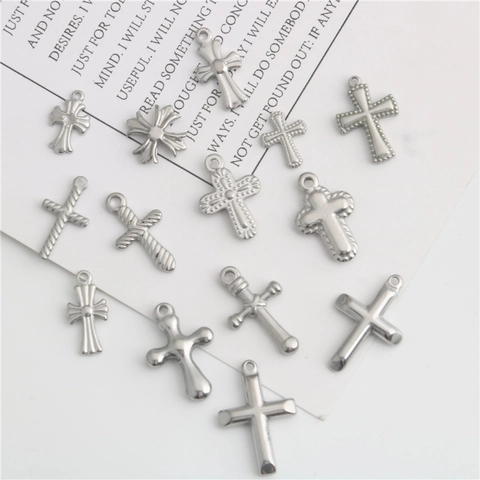 Pendenti Mini Croce in Acciaio Inossidabile per Creazione Fai da Te Collane Bracciali Piccoli Ciondoli Religiosi per Gioielli