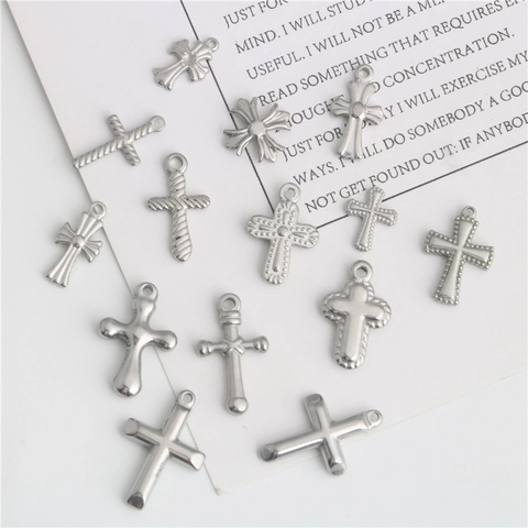 Pendenti Mini Croce in Acciaio Inossidabile per Creazione Fai da Te Collane Bracciali Piccoli Ciondoli Religiosi per Gioielli