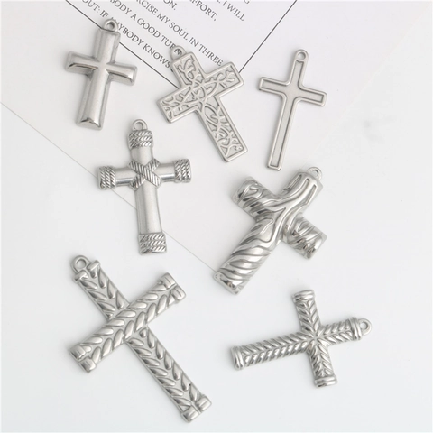 Edelstahl Kreuz Anhänger Für Halskette Armband DIY Schmuckherstellung Vintage Religiöse Silber Kruzifix Charme Zubehör