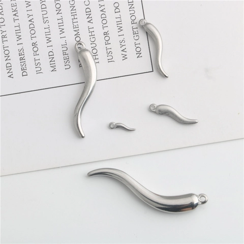 Polished Stainless Steel Italian Horn Pendant Cornicello Charm For DIY Jewelry Making Necklace Bracelet Variety Sizes Unisex Accessory