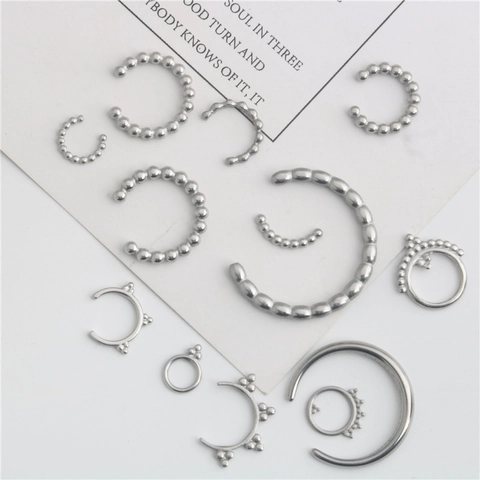 Ciondolo a Mezzaluna a Forma Di C in Acciaio Inossidabile Minimalista Per Creazione Gioielli Fai Da Te Collane Bracciali Accessori Piercing Argento