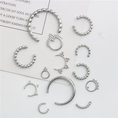 Ciondolo a Mezzaluna a Forma Di C in Acciaio Inossidabile Minimalista Per Creazione Gioielli Fai Da Te Collane Bracciali Accessori Piercing Argento