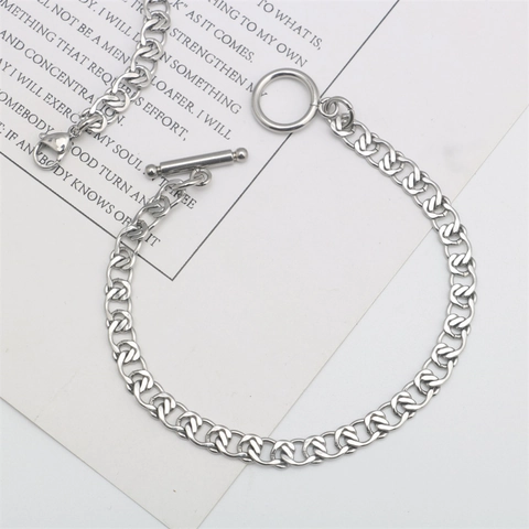 Braccialetto a Catena con Cuore Cavo in Acciaio Inossidabile Unisex Bracciale Punk in Acciaio al Titanio Gioielli Industriali Argento