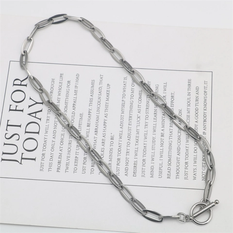 Collar de Cadena de Clip de Acero Inoxidable Cierre de Barra o Mosquetón Acero de Titanio Joyería de Cadena Geométrica Unisex