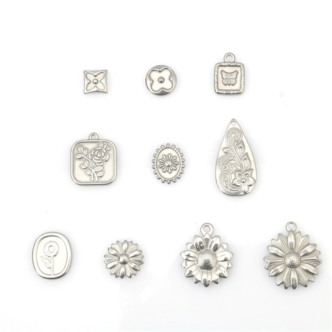 Pendentifs en Acier Inoxydable Fleur Marguerite Papillon Rose Pour Fabrication de Bijoux DIY Charms Style Punk Vintage