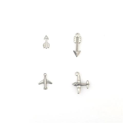 Stainless Steel Pendants Airplane Dagger Heart Star Charms DIY Jewelry Making Accessories For Necklace Bracelet Punk Hip Hop Style