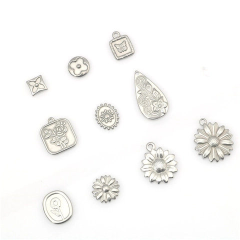 Pendentifs en Acier Inoxydable Fleur Marguerite Papillon Rose Pour Fabrication de Bijoux DIY Charms Style Punk Vintage