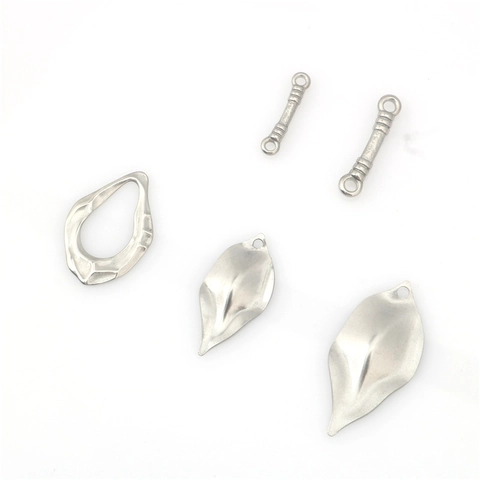 Stainless Steel Irregular Leaf Pendants Punk Style DIY Jewelry Making Findings Bar Connecting Rod Charms For Necklace Earrings