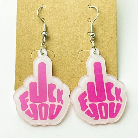 Funny Acrylic Dangle Earrings For Women Quirky Pink Octopus Yellow Duck Middle Finger Fuck You Gesture Creative Jewelry