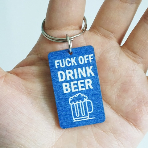 Portachiavi in Legno con Slogan sulla Birra Divertente Segnale di Avvertimento Alcol Portachiavi per Amanti della Birra Regalo Vintage