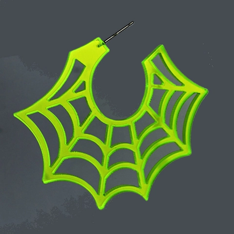 Halloween Spider Web Acrylic Earrings Neon Fluorescent Gothic Punk Hoop Studs With Silver Earring Post For Women Jewelry