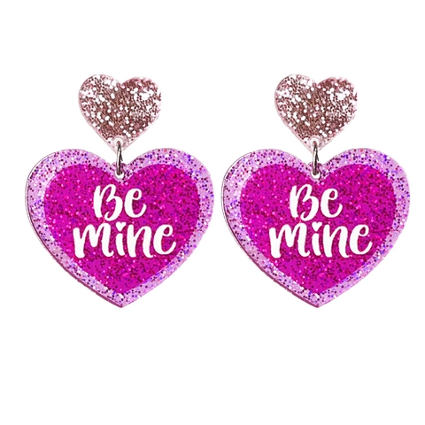 Boucles d'Oreilles Pendantes en Acrylique à Paillettes Cœur Saint-Valentin Sweet Heart XOXO Imprimé Gâteau Bottes Bijoux Femme
