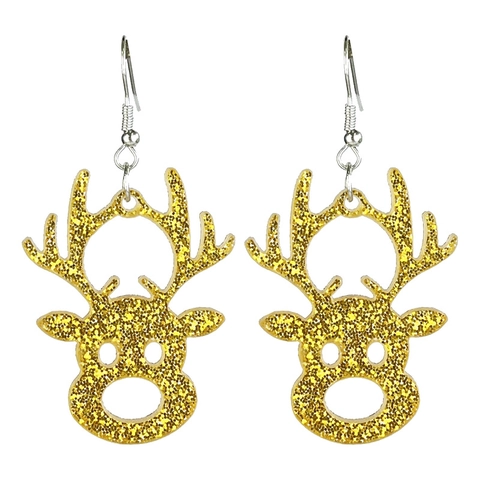 Christmas Acrylic Glitter Drop Earrings Reindeer Gingerbread Man Tree Hollow Holiday Party Earrings For Women Jewelry