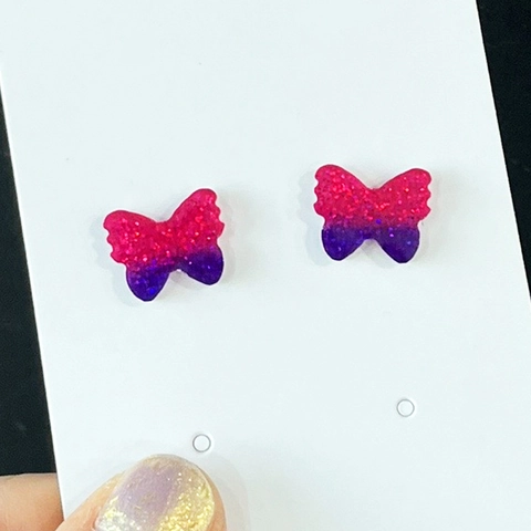 Glitter Acrylic Stud Earrings Butterfly Bee Ladybug Floral Shape Spring Nature Style Small Ear Studs For Women Jewelry Gift