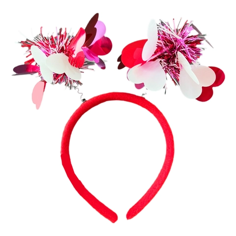 Valentine's Day Heart Headband For Women Red Pink White Heart Sequin Hair Band Festive Party Celebration Headwear Accessory
