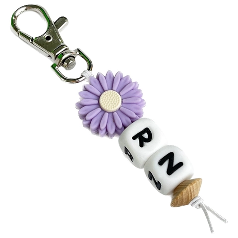 Porte-clés Perlé en Silicone Tournesol Lettre RN Charm Médical Infirmière Semaine Cadeau de Remise des Diplômes Femmes