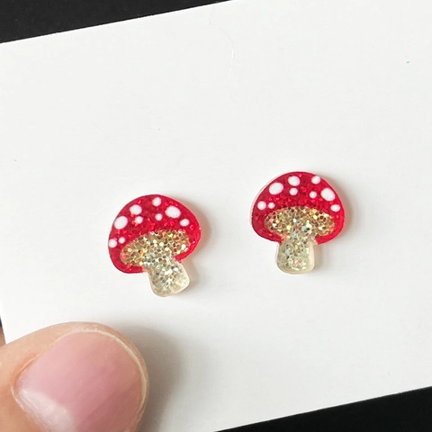 Cute Easter Glitter Acrylic Stud Earrings Rabbit Egg Mushroom Shapes Colorful Fashion Jewelry For Women Girls Party Gift
