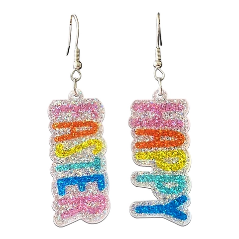 Easter Glitter Acrylic Earrings Rabbit Mushroom Moon Happy Easter He Is Risen Cross Dangle Earrings Women Holiday Jewelry