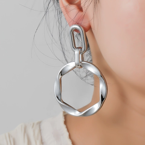 Orecchini a Cerchio Geometrici Esagerati per Donna Orecchini a Pendente Statement Metallici Grandi Cerchi Gioielli Moda Street