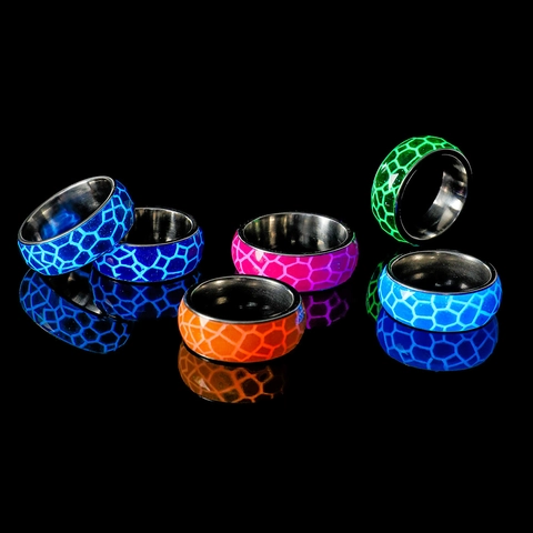 Leuchtender Edelstahlring Für Damen Herren Leuchten Im Dunkeln Wabenmuster Schlangenhaut Muster Fingerring Mode Schmuck Geschenk